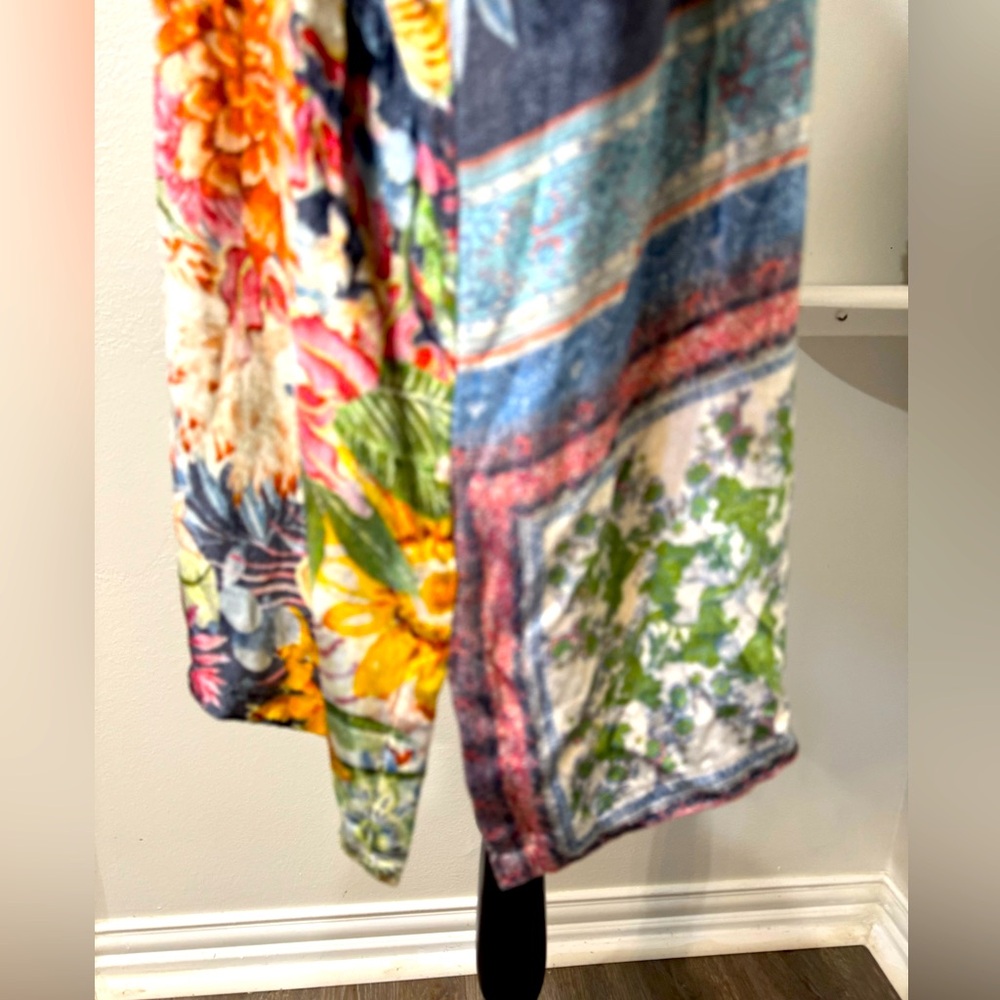 Soft Surroundings Floral Patchwork Tunic Top in Blue, Cream, Orange - Picture 4 of 9